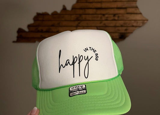 Happy in the CUSTOM Hat