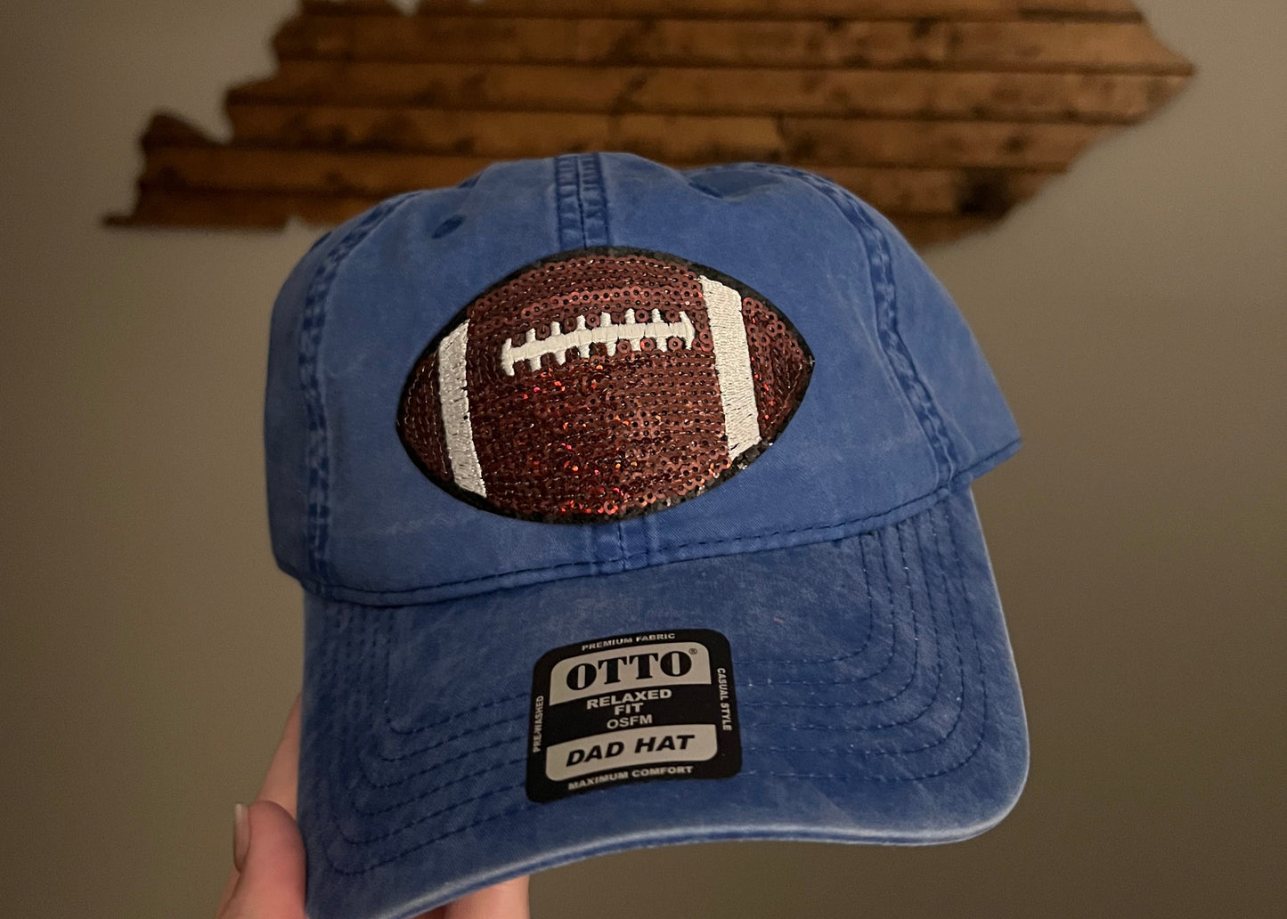 Football Sequin Patch Dad Hat