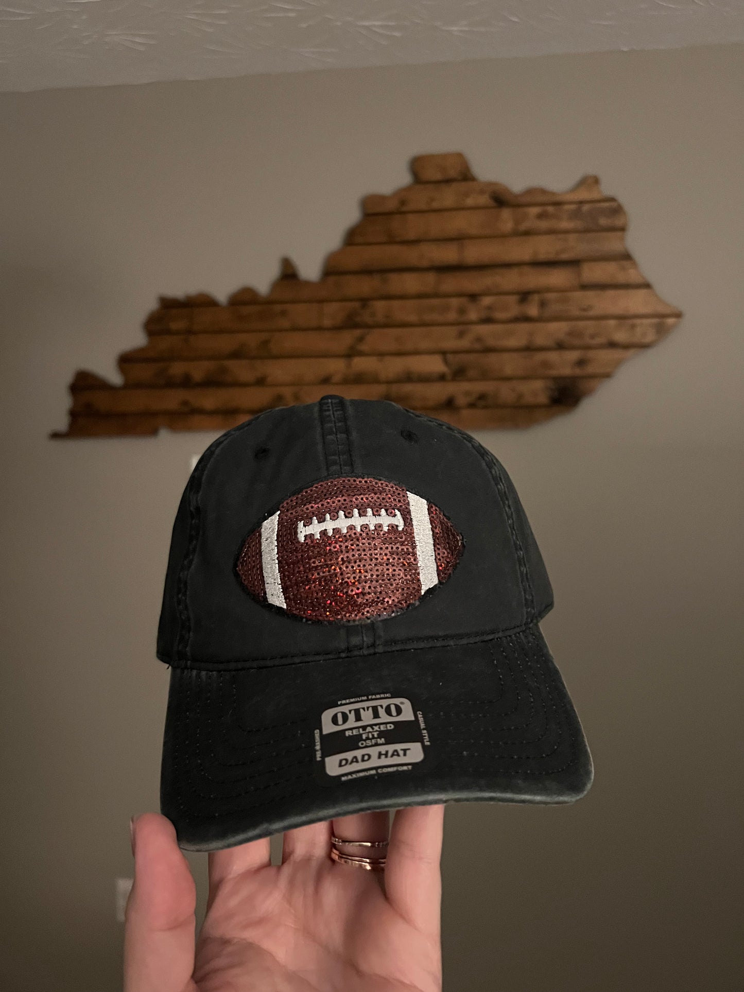 Football Sequin Patch Dad Hat