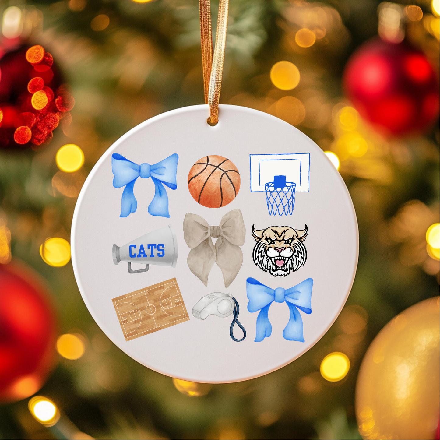 Cats Basketball Bows Ornament