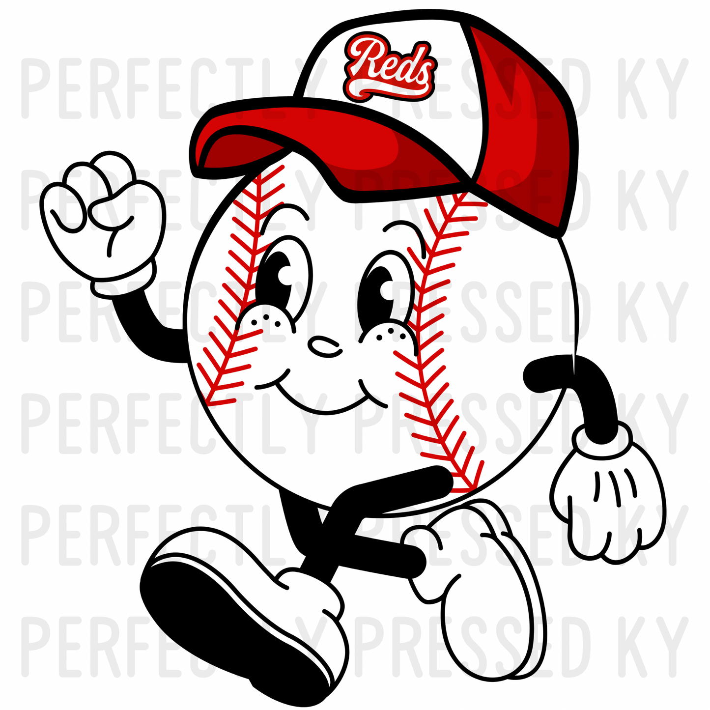 Reds Baseball Head with Hat PNG