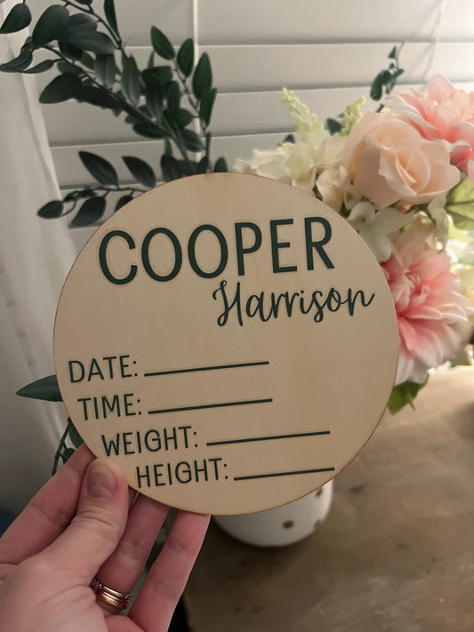 6 inch Announcement Sign