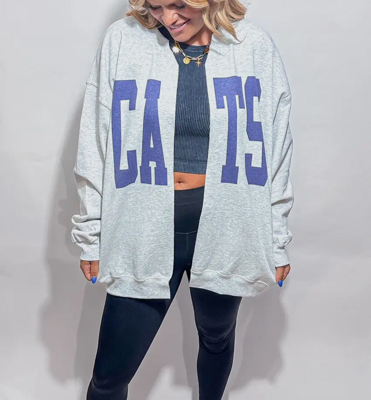 Distressed Sweatshirt Cardigan - choose your design!
