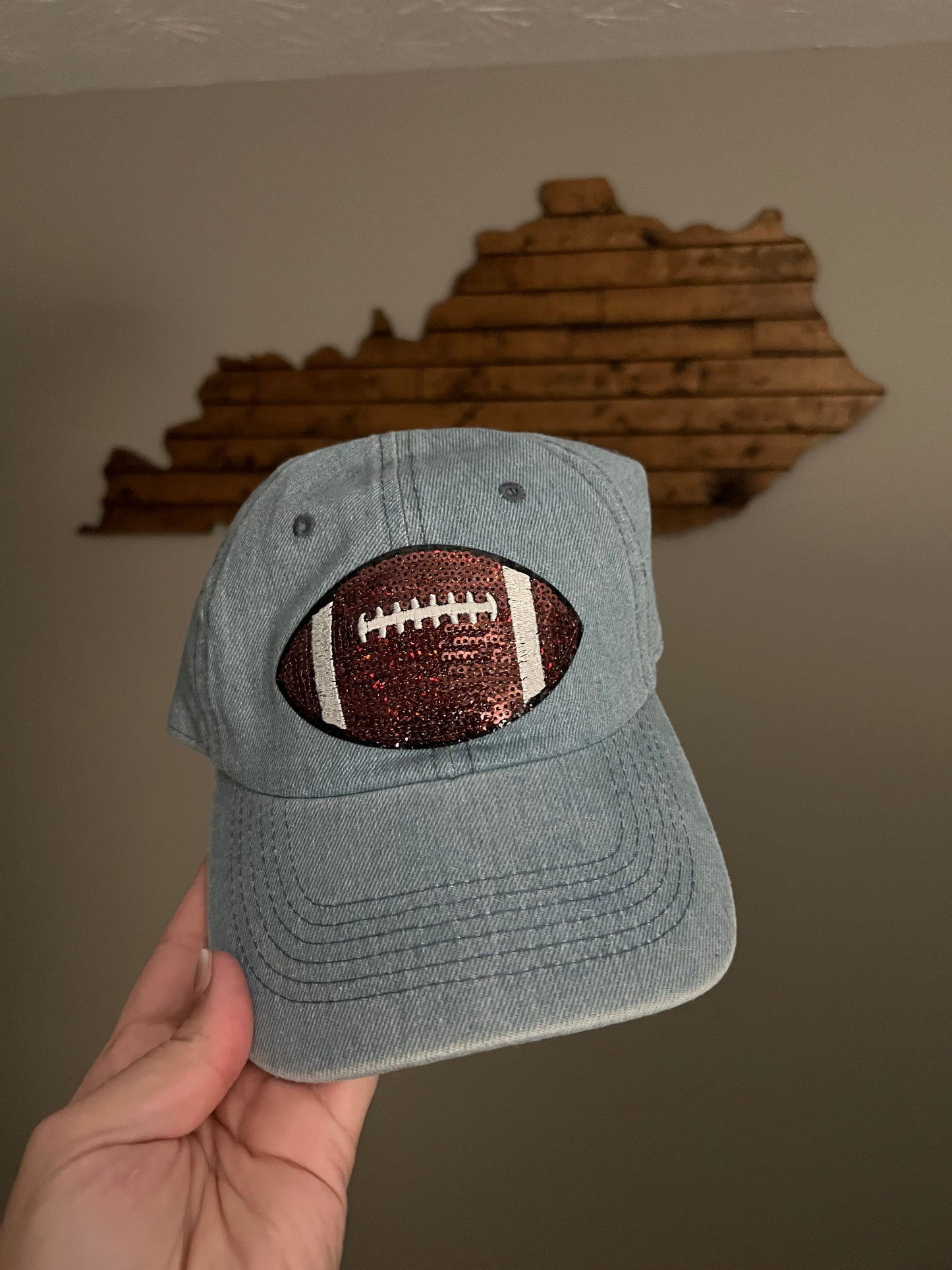 Football Sequin Patch Dad Hat