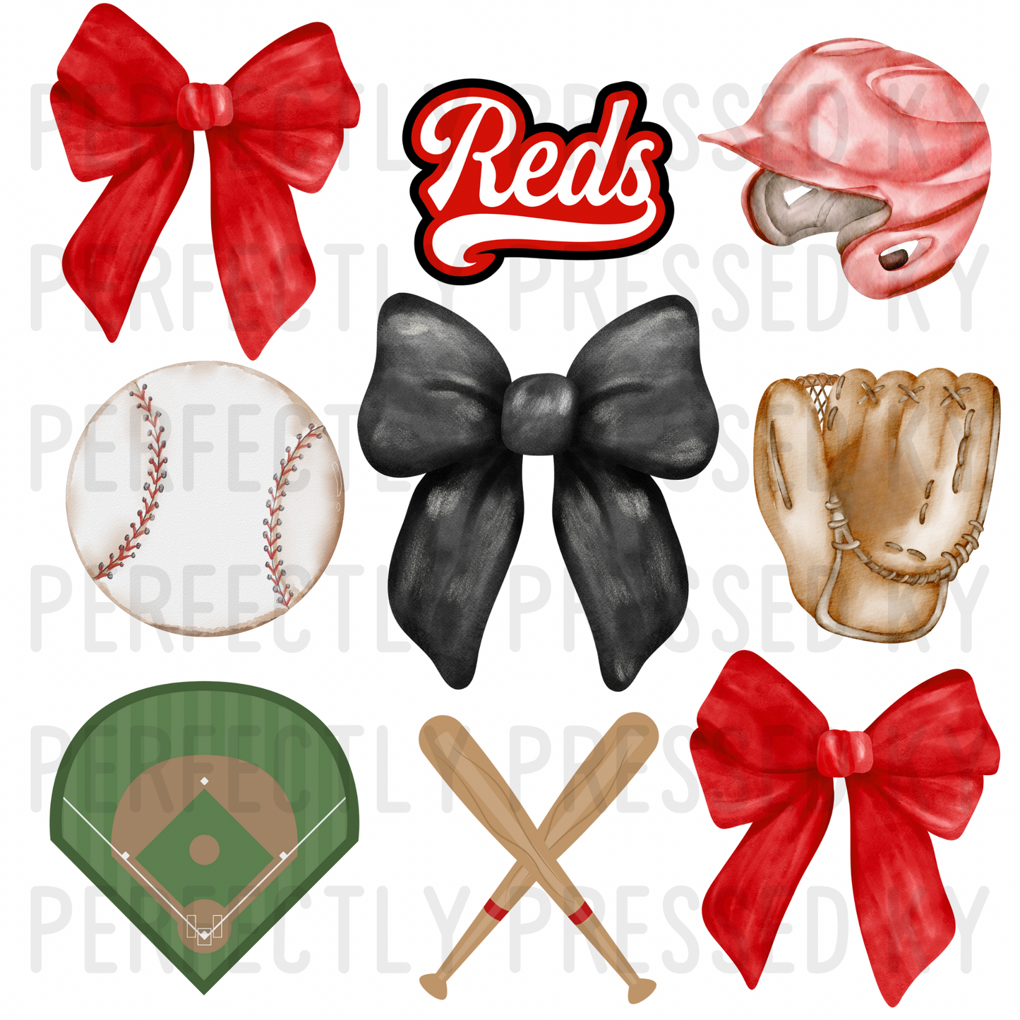 Reds Baseball Coquette PNG