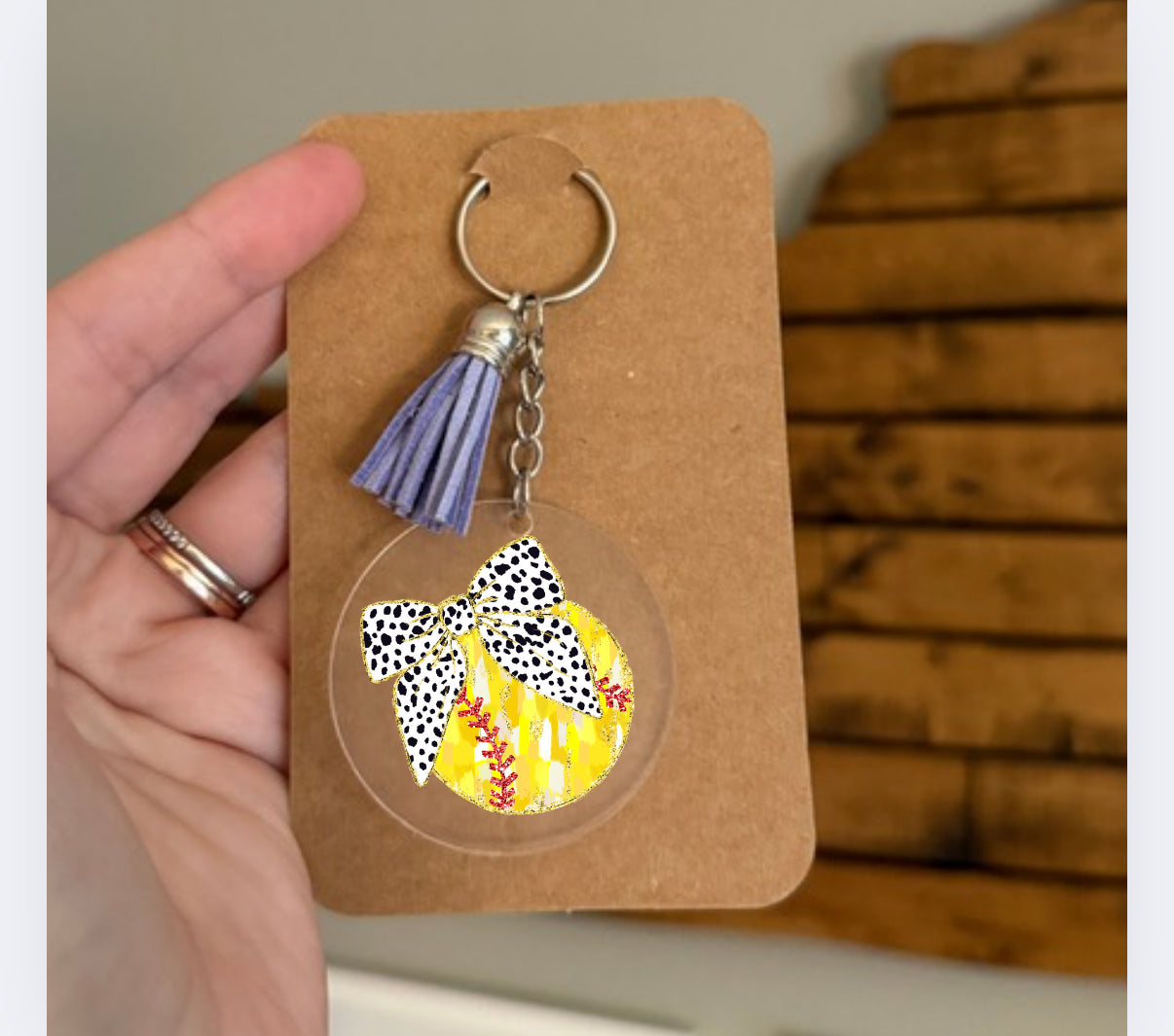Assorted Sport Bow Tassel Keychain