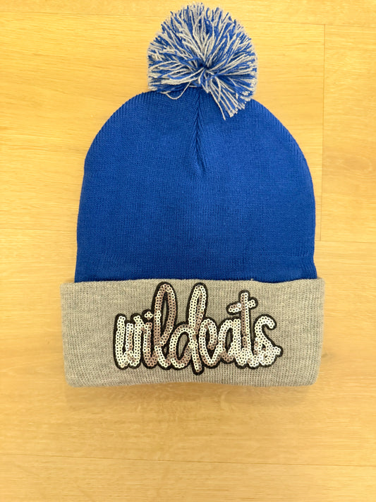 Pom Beanie - Wildcats sequin patch
