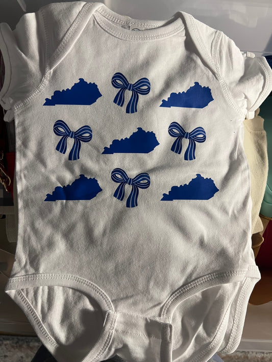 Kentucky Bows Onesie on White