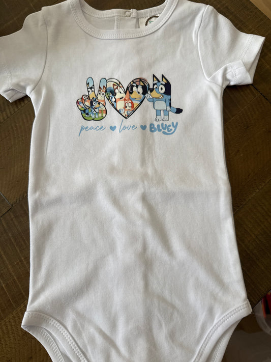 Peace Love Bluey - White Onesie