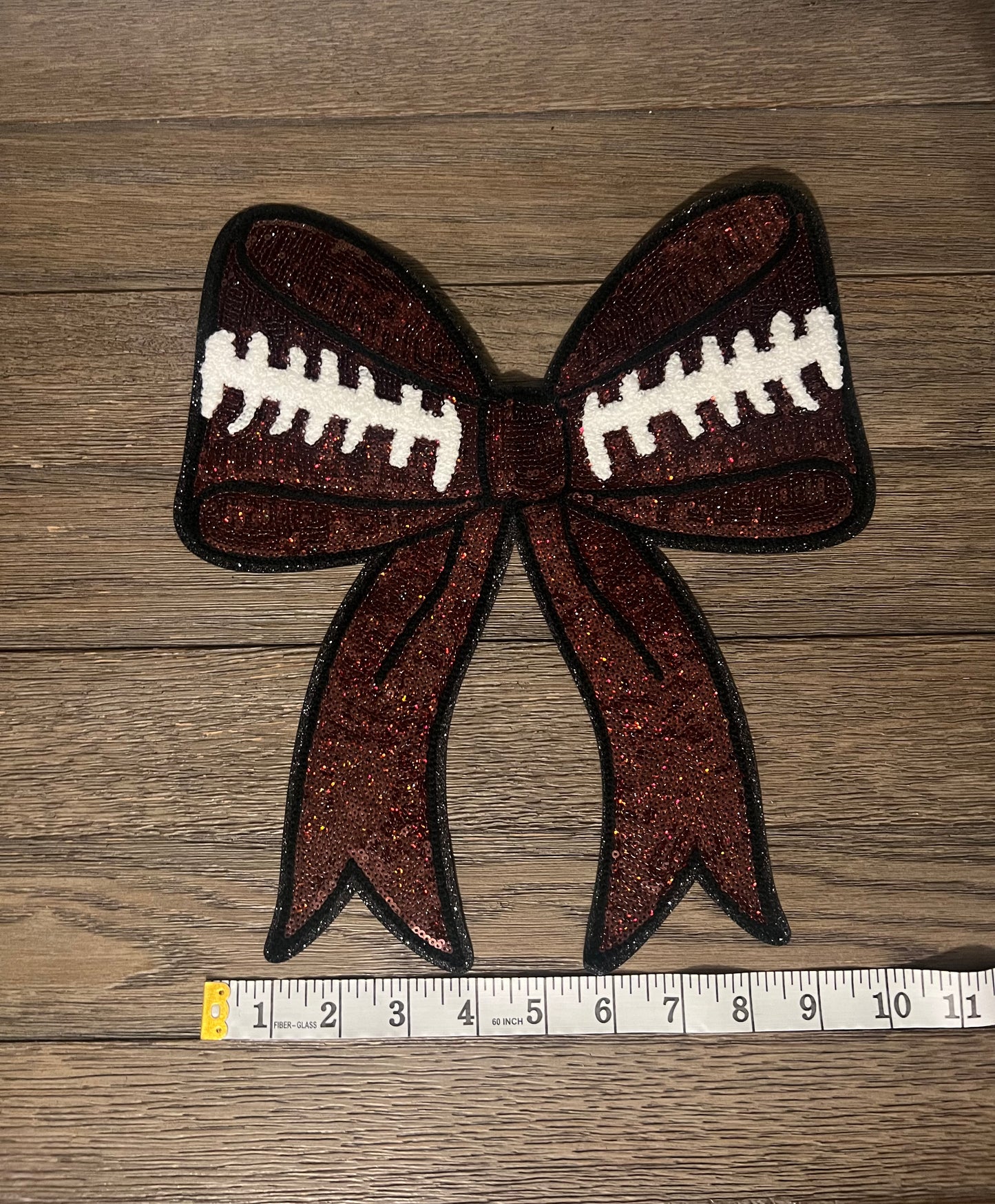 Football Bow Sequin Patch