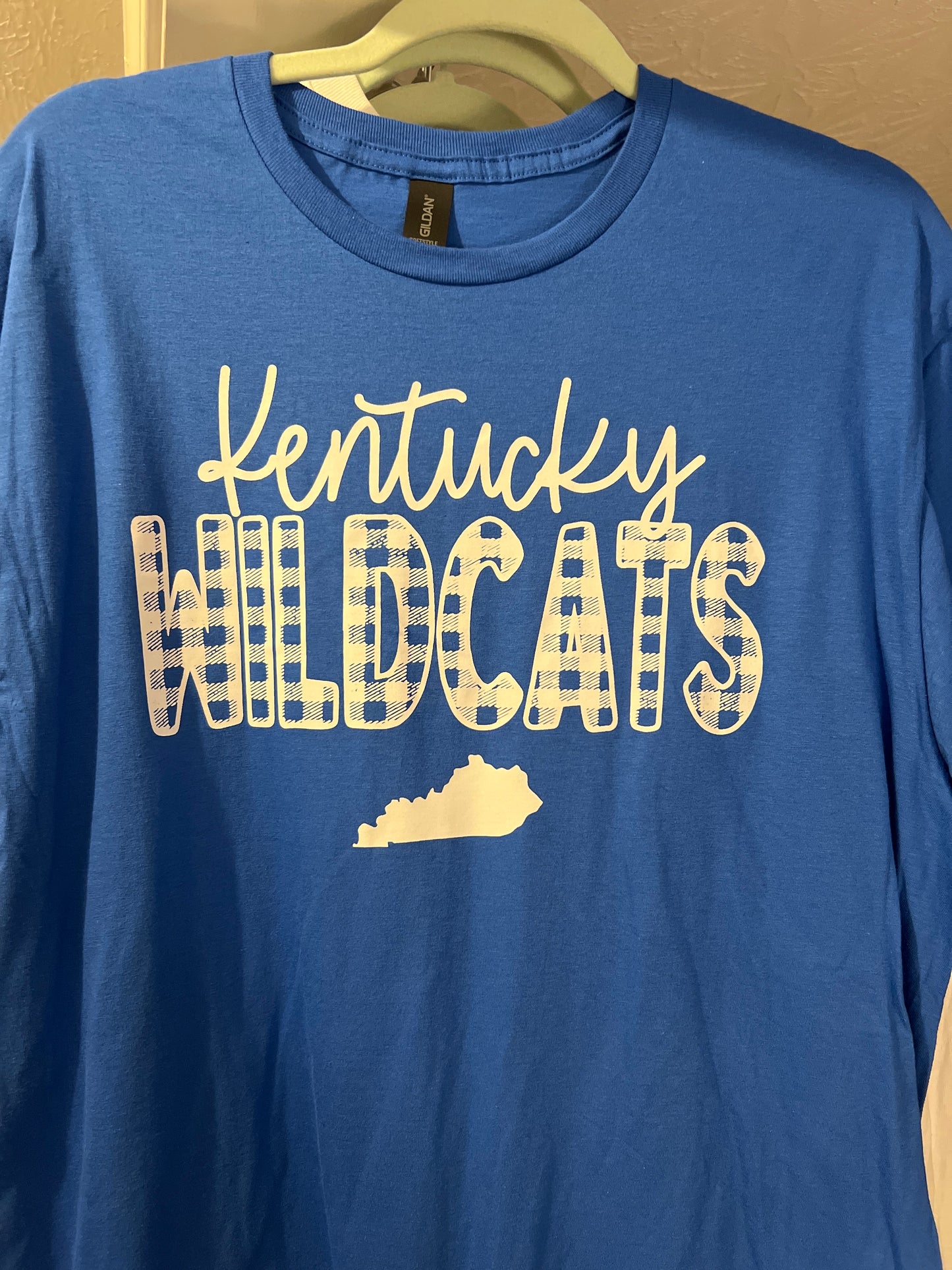 Kentucky Wildcats Gingham on Royal tee