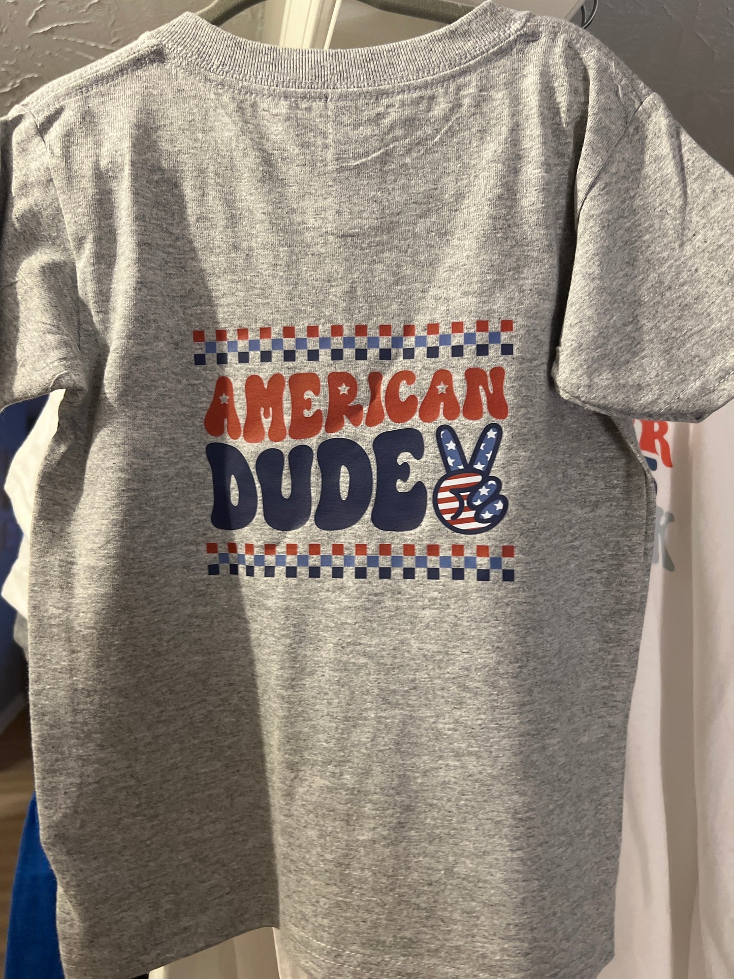 Amercian Dude on Grey tee