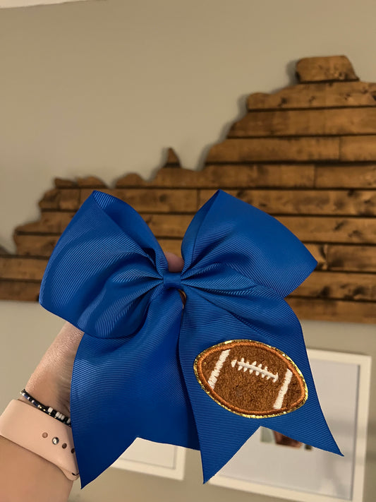 Football Chenille Patch Hair Bow