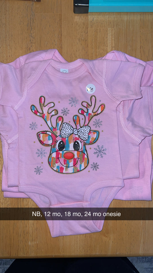 Reindeer on Pink Onesie