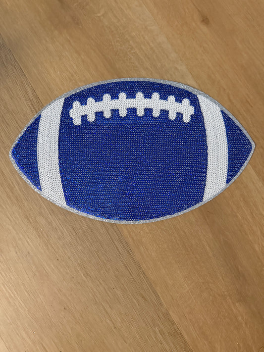 Blue Sequin Football Patch