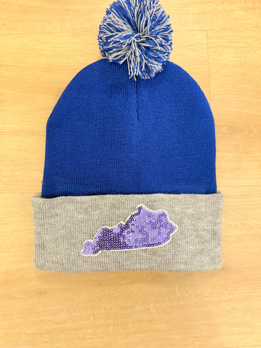 Pom Beanie - KY sequin patch