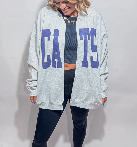 Distressed Sweatshirt Cardigan - choose your design!