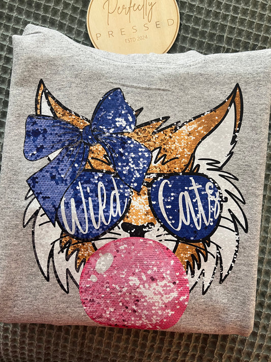 Bubble Gum Wildcat Faux Sequin