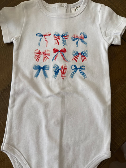 RWB Bows - White Onesie