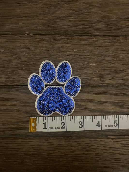 Blue Small Paw Print Sequin Patch