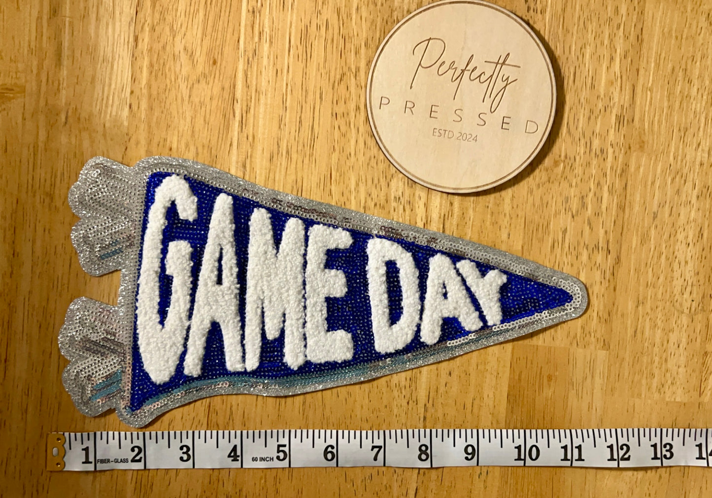 Game Day Blue Sequin/Chenille Patch