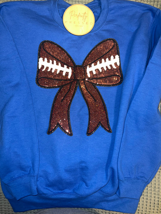 Football Sequin Bow Patch