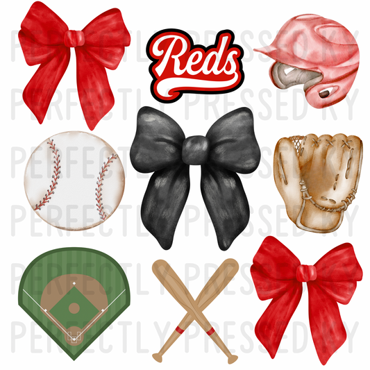 Reds Baseball Coquette PNG