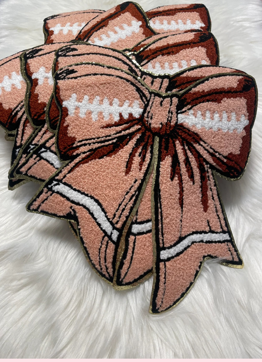 Football Bow Chenille Patch