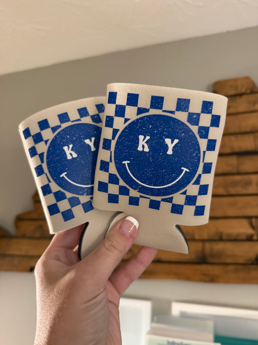 Checkered KY Smiley Koozie