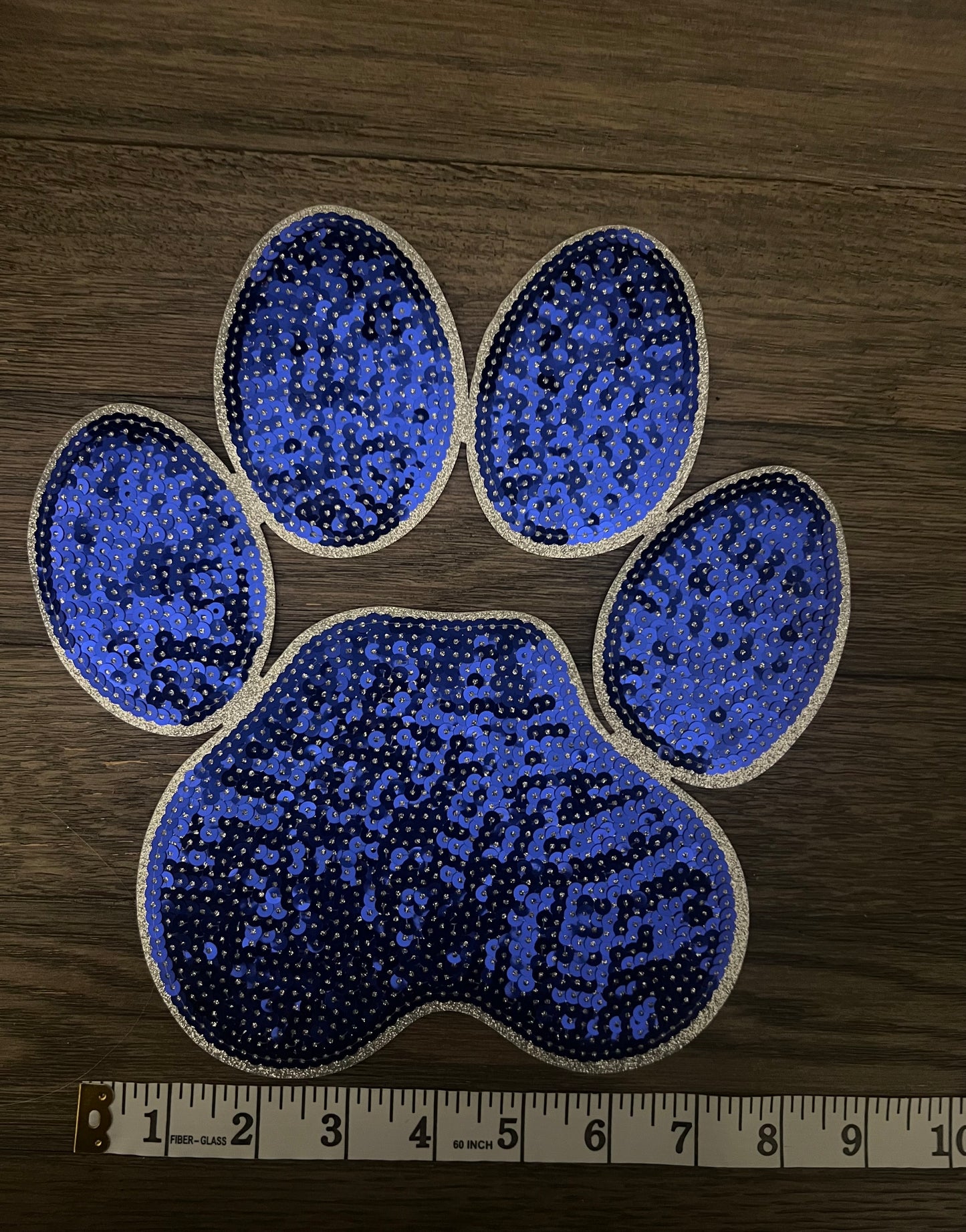 Blue Large Paw Print Sequin Patch