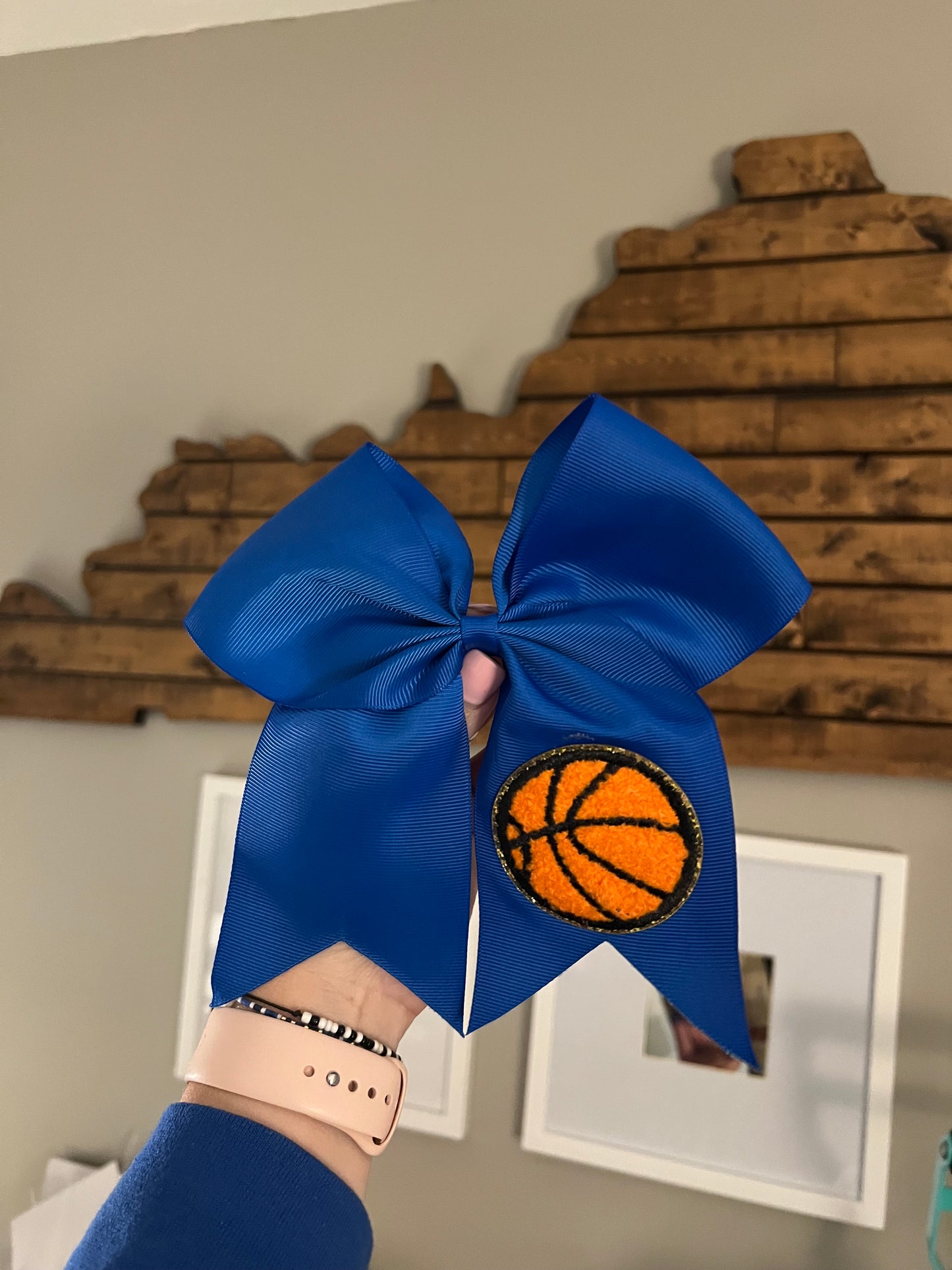 Basketball Chenille Patch Hair Bow