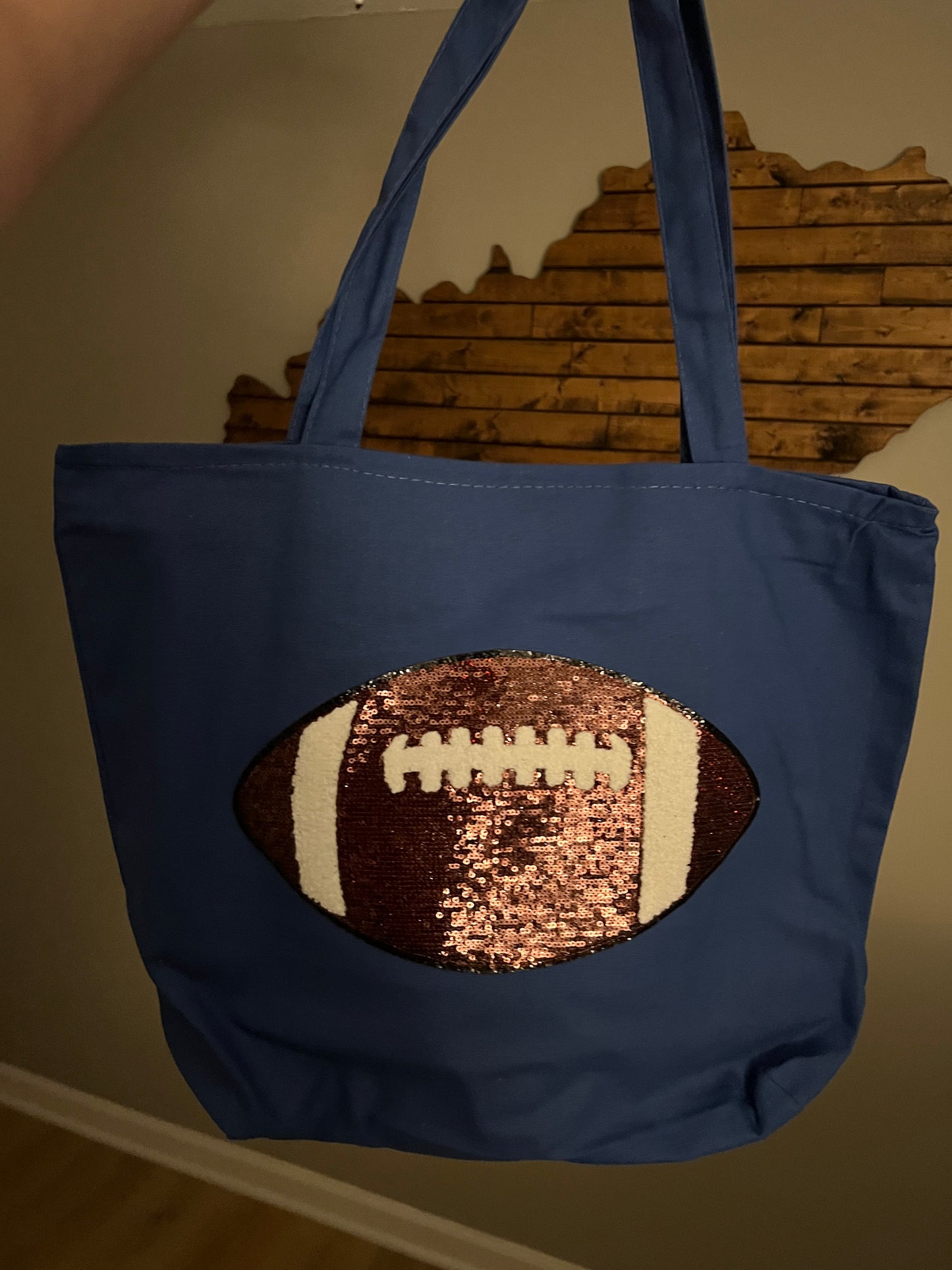 Sequin Football Tote Bag