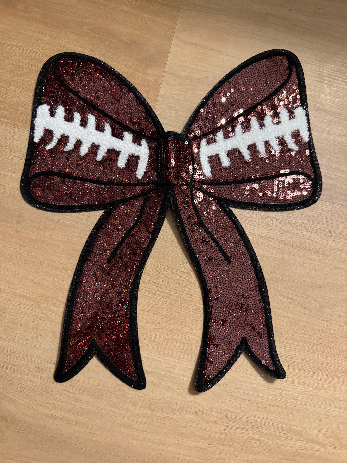 Football Bow Sequin Patch