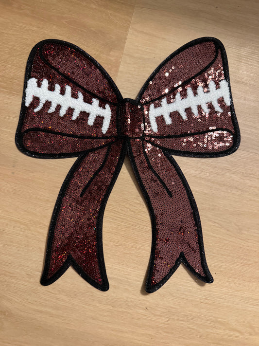 Football Bow Sequin Patch
