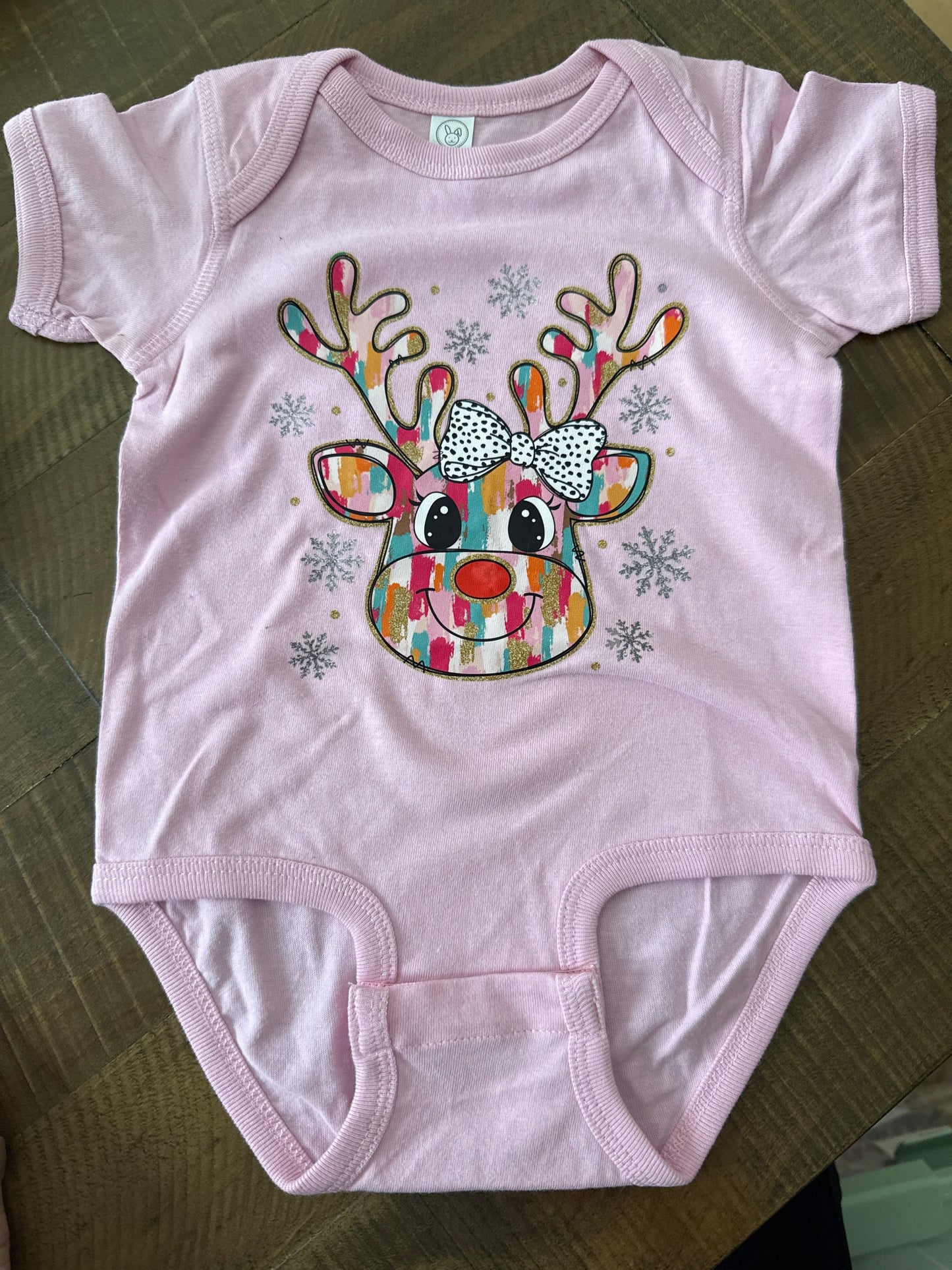 Brushstroke Reindeer - Pink Onesie