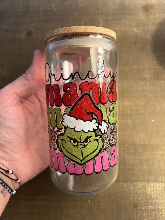 Grinchy Mama - Clear Glass