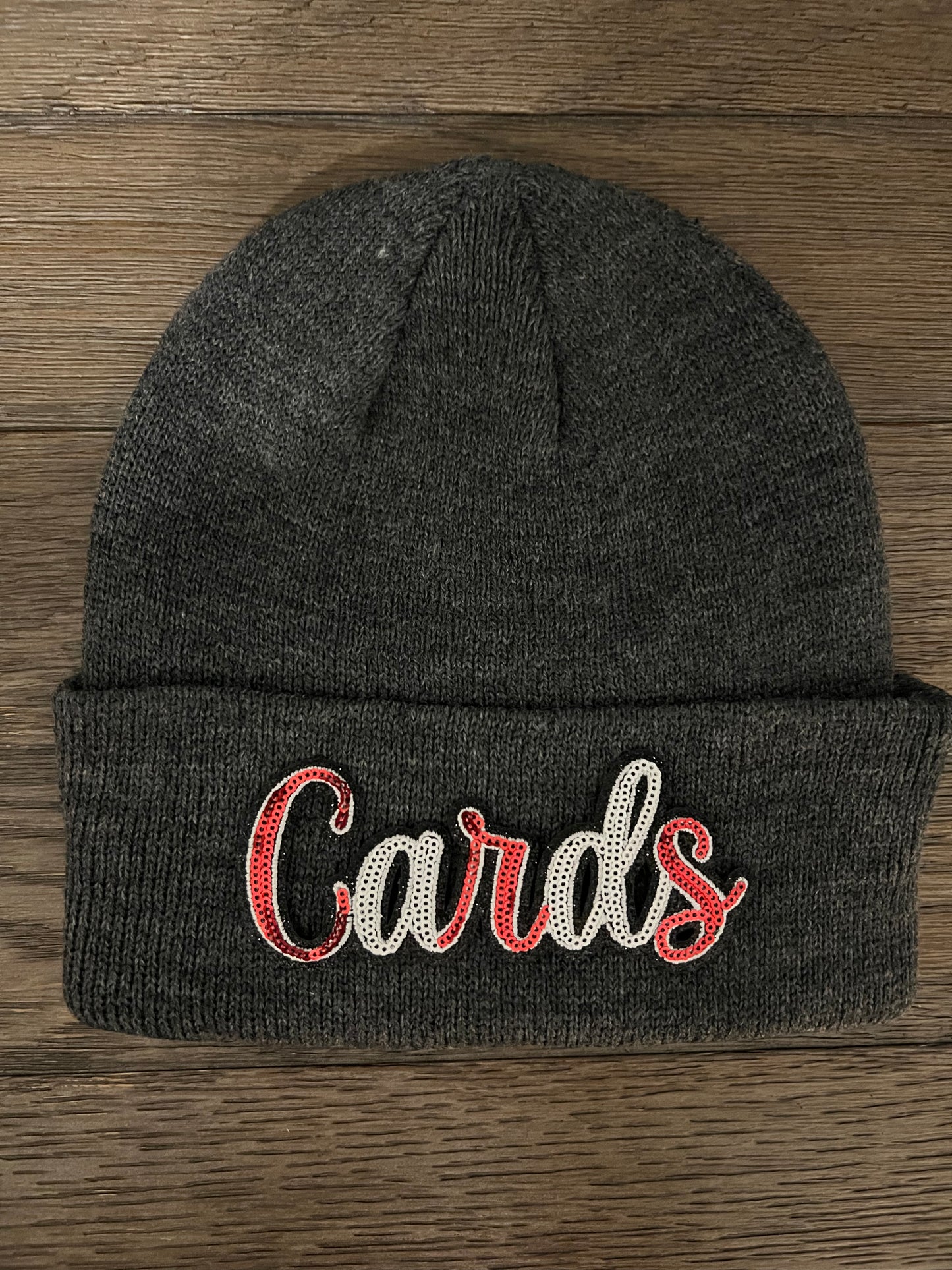 Cards Sequin Patch Beanie