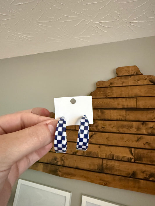 Checkered Hoop Earrings
