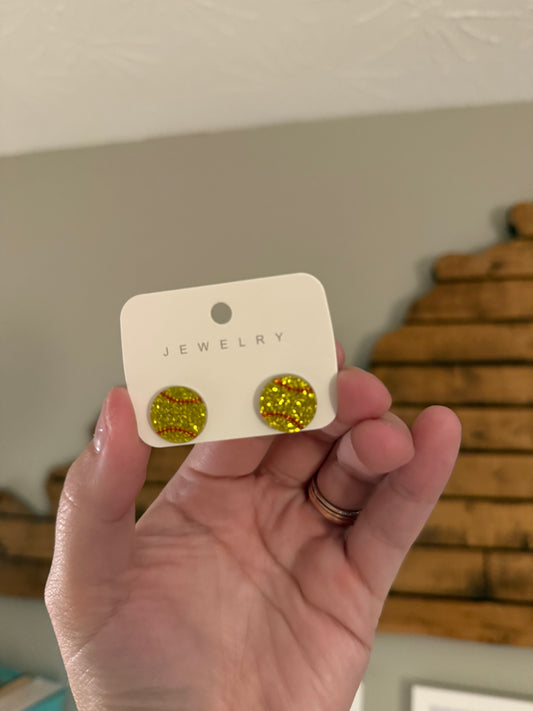 Softball Stud Earrings