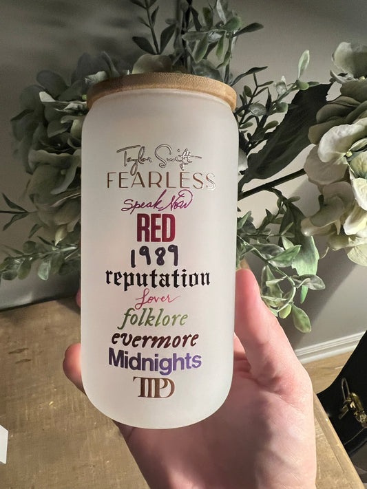 Taylor Swift Albums Tumbler - Frosted Glass