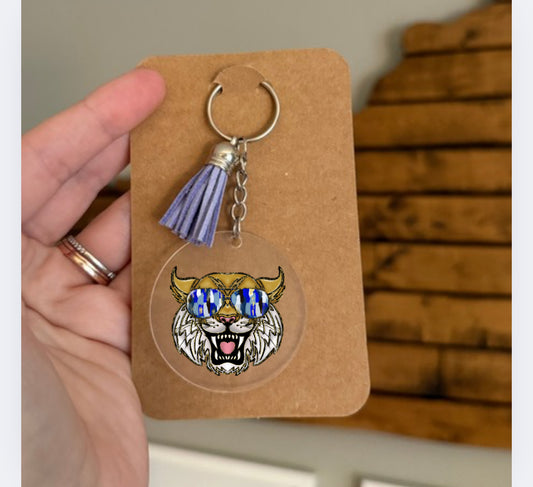 Brushstroke Wildcat Tassel Keychain