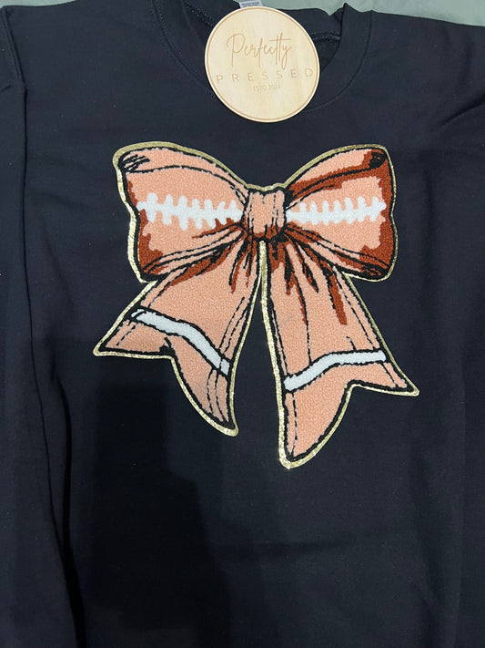 Football Chenille Bow Patch