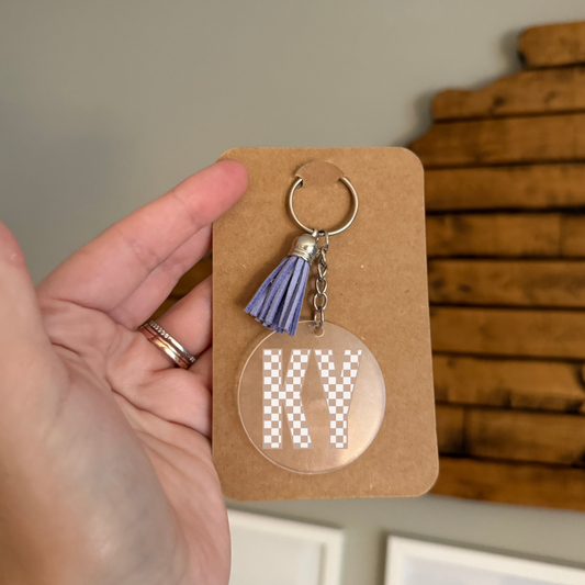 Checkered KY Tassel Keychain