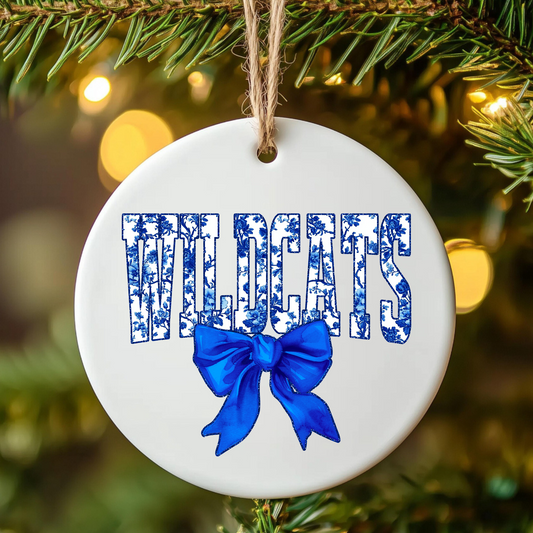 Floral Wildcats Bow Ornament
