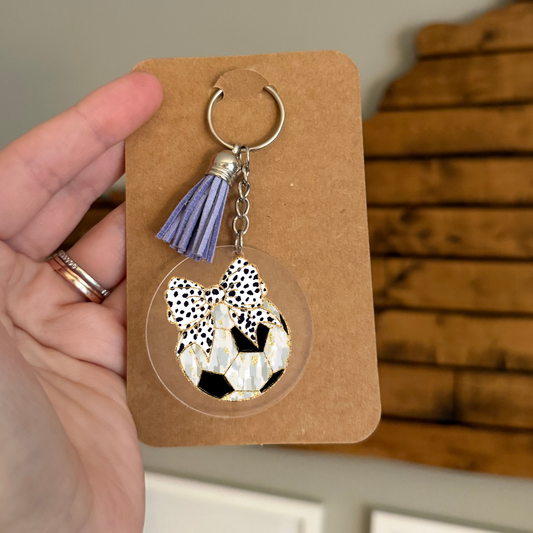 Assorted Sport Bow Tassel Keychain