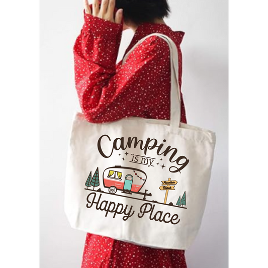 Camping is My Happy Place Tote Bag