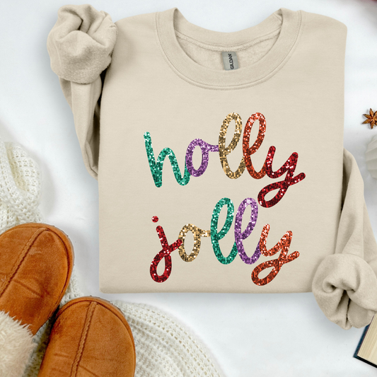 Faux Sequin Holly Jolly