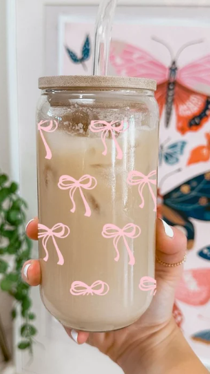 Light Pink Bow Can Cup